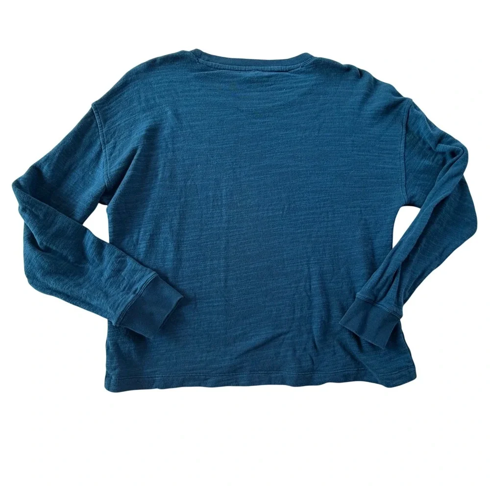 J.Crew Textured Slub Knit Long Sleeve Crewneck Pullover Teal Blue Size Medium